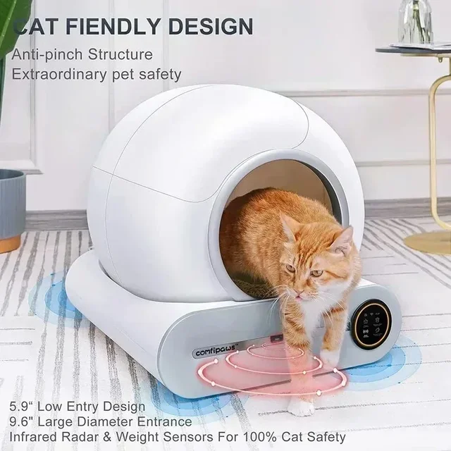 65L Automatic Intelligent Cat Litter Pan APP Controls Self Cleaning Fully Closed Electric Deodorising Litter Box Rubbish Bag 5