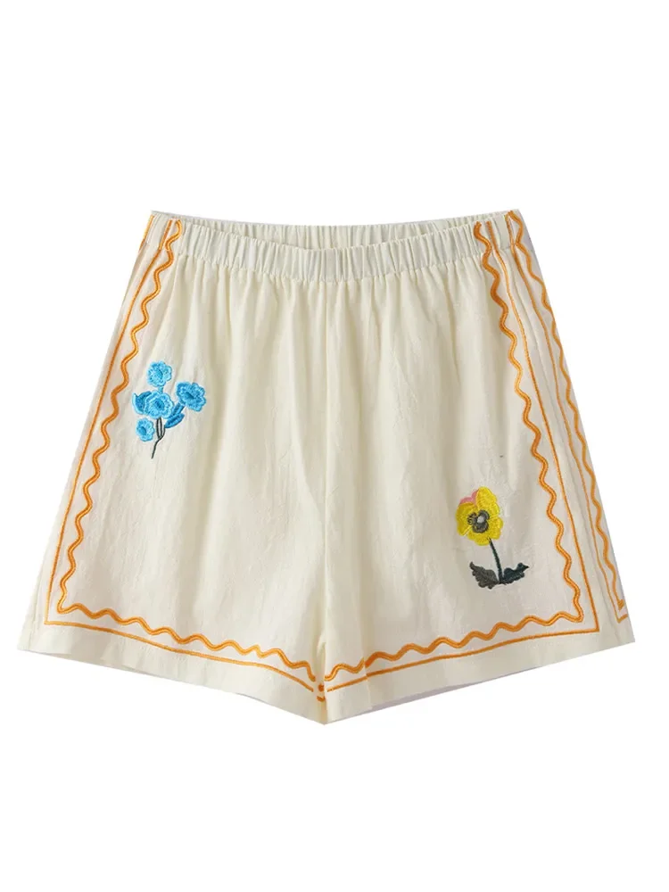 2024 New Conjunto De Pantalones Cortos Bordados Para Mujer, Traje De 2 Piezas Sin Mangas Con Botones, Chaleco Y Pantalón Corto,
