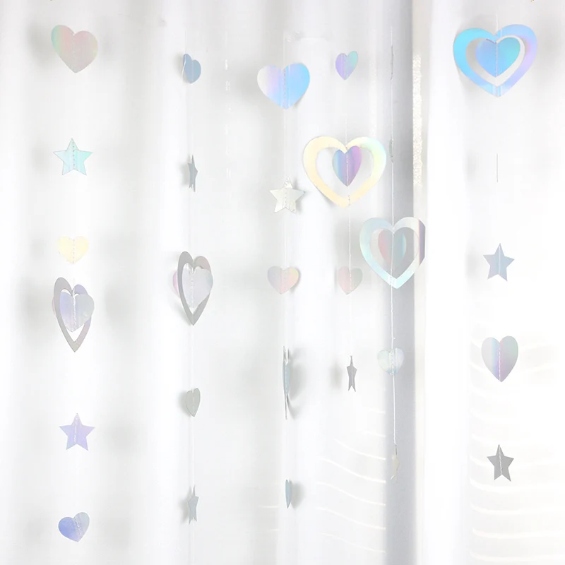 (3-Meter Set) 27mm-77mm Colorful Valentine's Day 3D Love Pattern Decoration Wedding Hanging Home Furnishings Accessory DIY