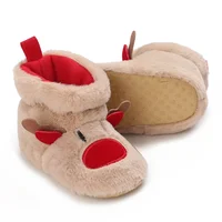 0-18Mionths Baby Girls Fleece Slippers Boots Soft Anti-Slip Xmas Booties Toddler Boys Winter Elk Deer Christmas Boots For Girls 4