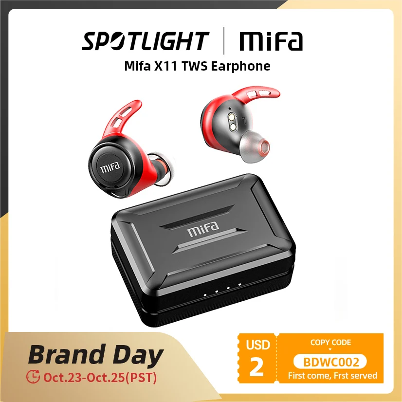  mifa X11 TWS Ture wireless Earbuds apt-X  bluetooth 5.0 earphone IPX7 Waterproof  CVC 8.0 noise reduction 100H Play time 