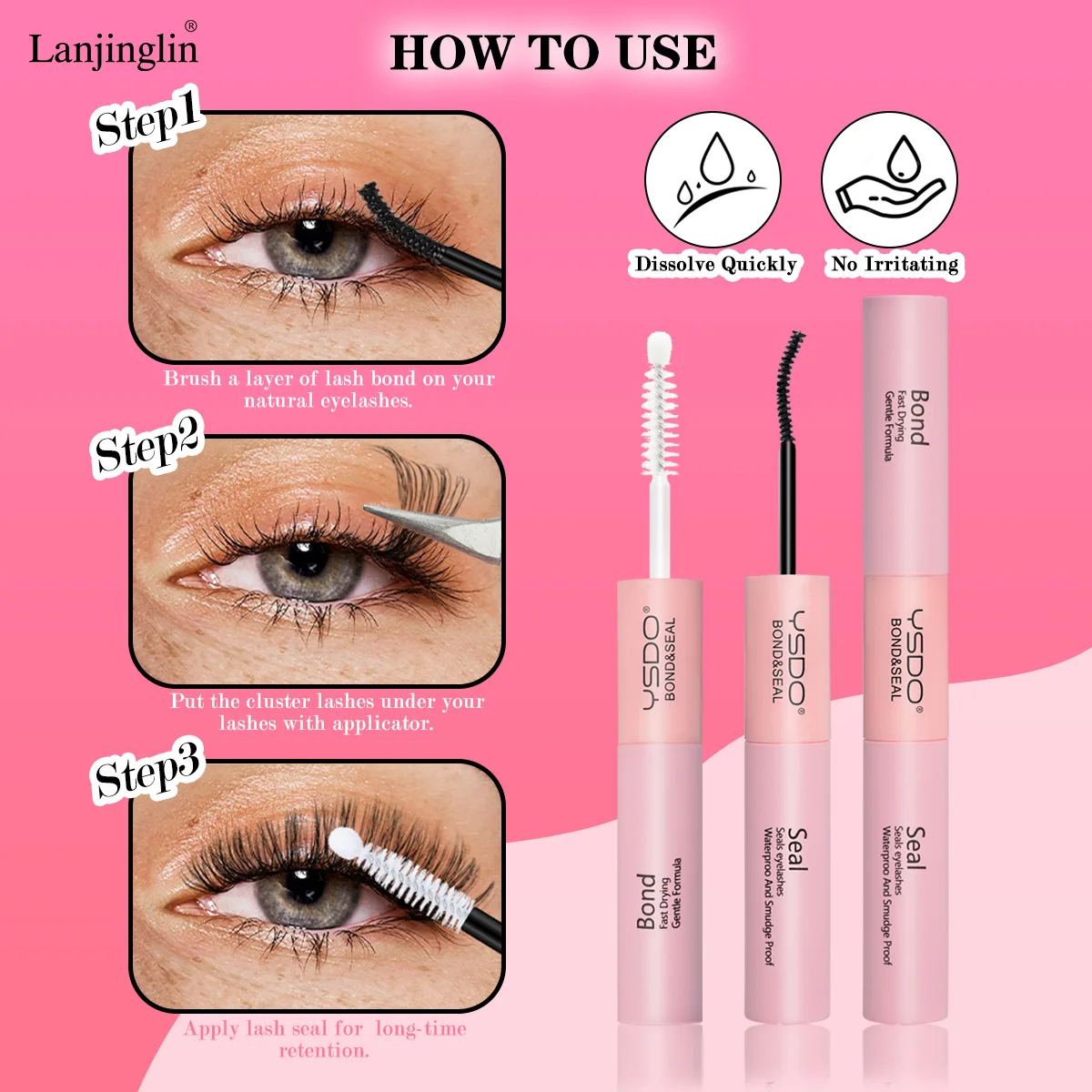 DIY Mix Clusters Kit Lash Clusters With Strong Hold Lash Bond And Seal And Eyelash Tweezers Cluster Kit lash extension kit,eyelash set