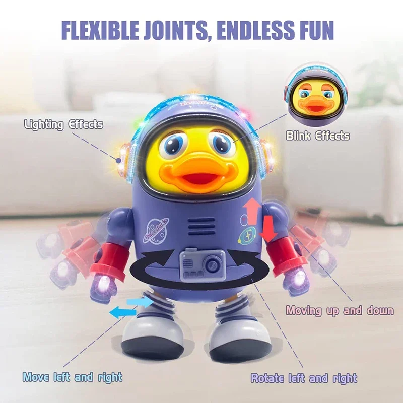 Baby Duck Toy Musical Interactive Toy Electric with Lights and Sounds Dancing Robot Space Elements for Infants Babies Kids Gifts 3