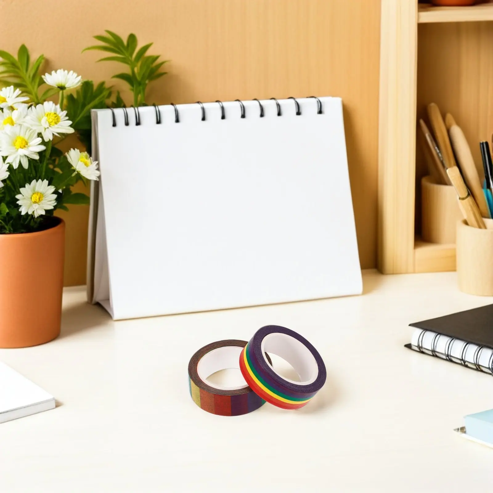 6 롤 레인보우 컬러 와시 테이프 일본 종이 카와이 스타일 장식 마스킹 테이프 DIY 스크랩북 테이프 노트북 아트 공예