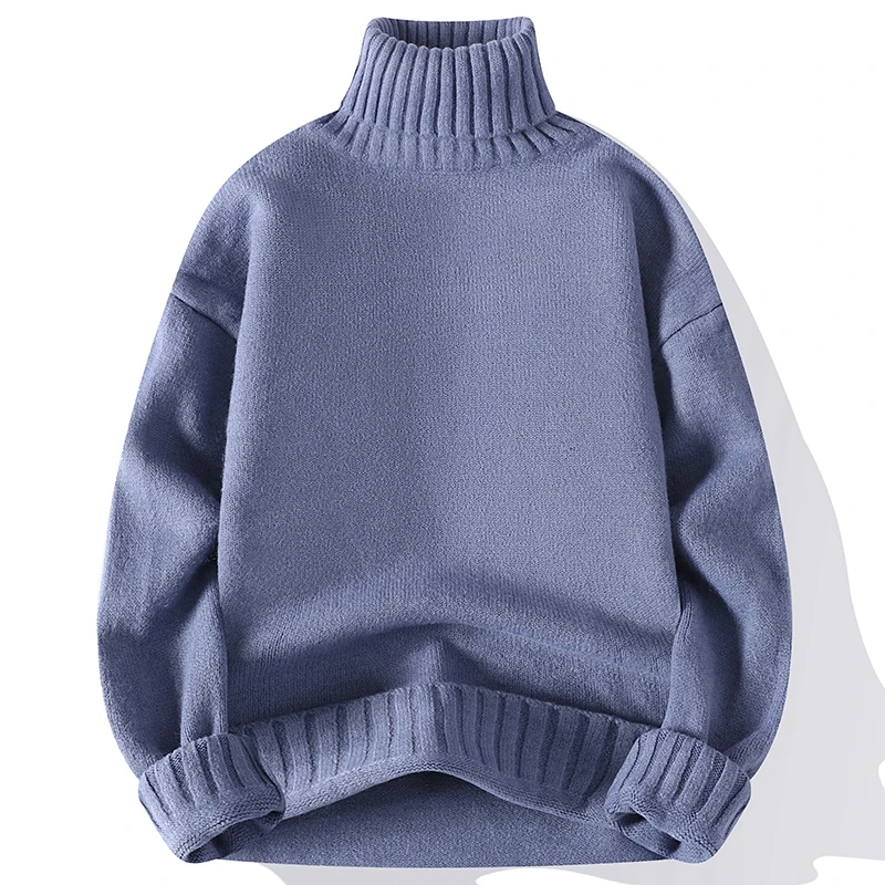 New Turtleneck Sweater Men Pullover Casual Solid Color Knitted Black Sweater Fashion Autumn Winter Men Clothing 2023 Sweater Man 4