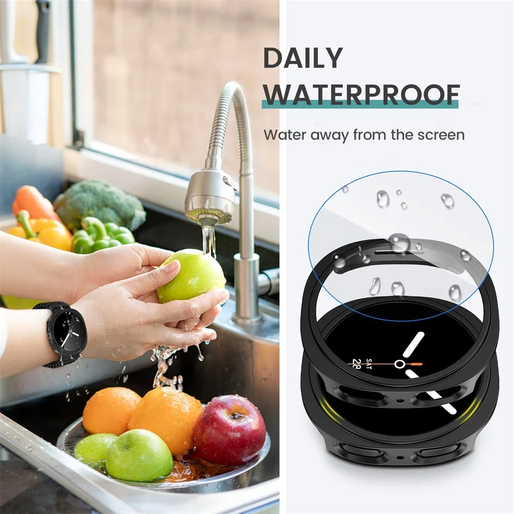 Tempered Glass+PC Cover for Samsung Galaxy Watch 9 44mm 40mm All Coverage Protective Bumper Case for Galaxy Watch 8 Accessories