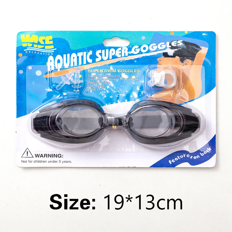 Transparent Swimming Goggles Diving Waterproof Adult And Children Nose Clip Earplugs Adjustable Tightness 1PC