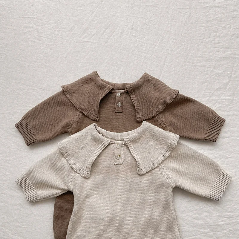 Baby Knit Rompers Jumpsuits Peter Pan Collar Newborn Clothes