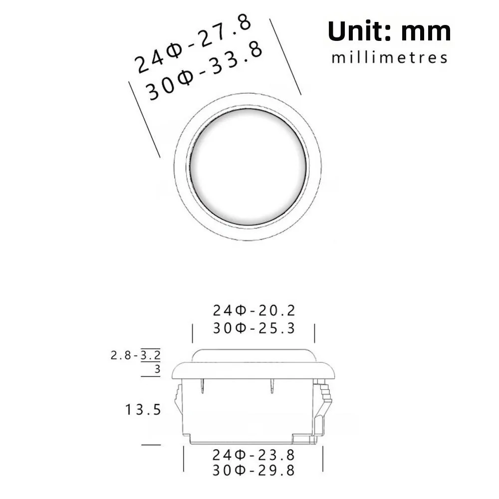 2.8mm 핫 플러그 기계식 HITBOX 아케이드 버튼 클리어 블랙 프레임 체리 MX 아케이드 조이스틱 버튼 (스트리트 파이터 6용)