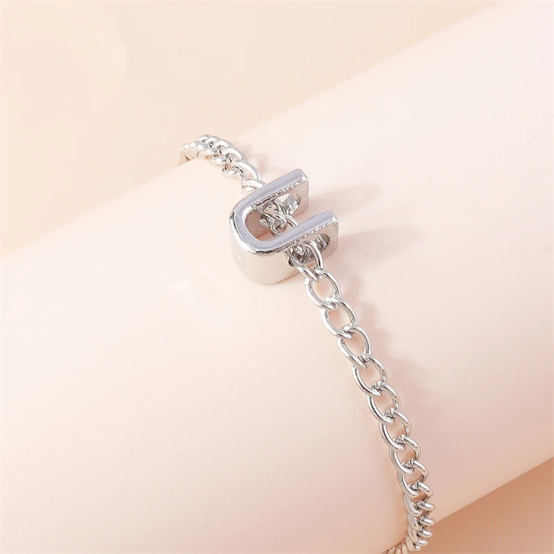Modisches 26-englisches A-Z-Alphabet-Buchstaben-Armband mit Gliederkette, Namensarmbänder für Frauen, Mädchen, Freunde, Party, Urlaub, Schmuck, Geschenke – Detail 25