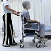 Elderly Toilet Seat with Wheels, Folding Aluminum Alloy Transfer Wheelchair for Disabled Commode Toilet Mobile Toilet Chairs 2