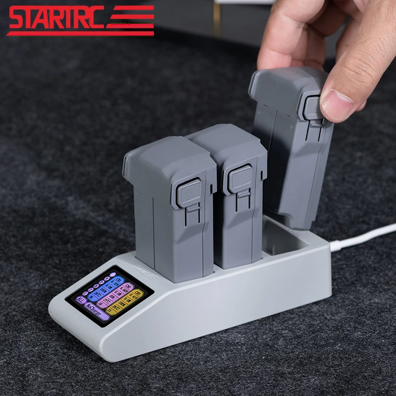 เครื่องชาร์จแบตเตอรี่ 3 ก้อน โดรน DJI หน้าจอ LCD ชาร์จเร็ว