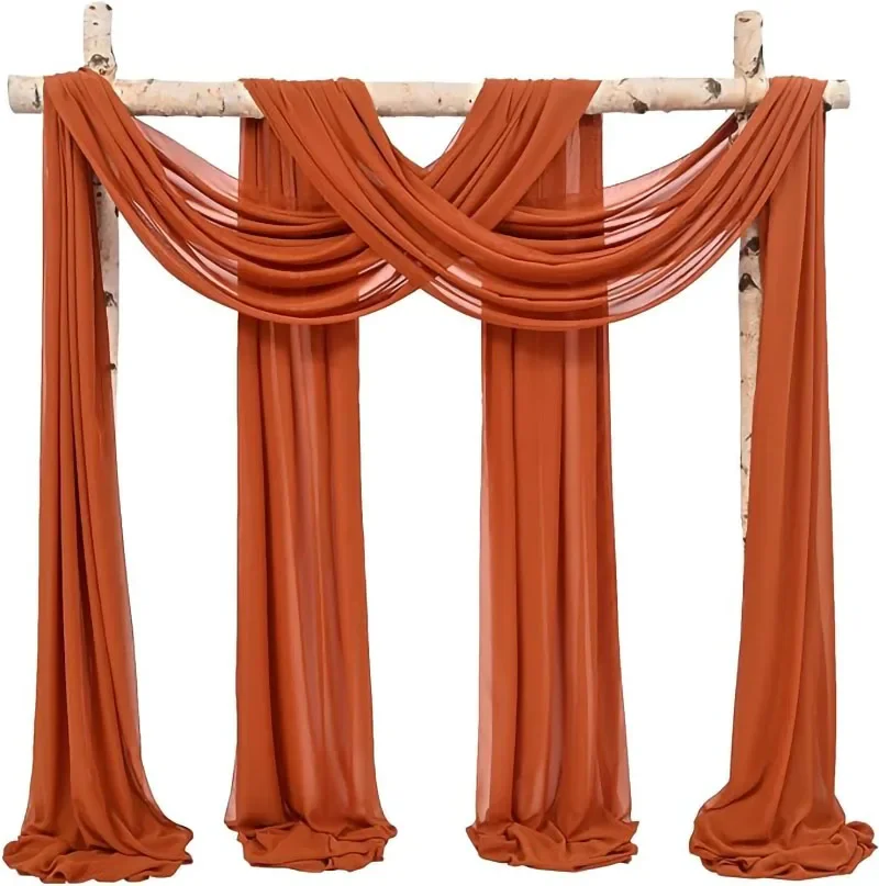 Elegant Sage Green Sheer Draping Curtains for Wedding and Event Decor