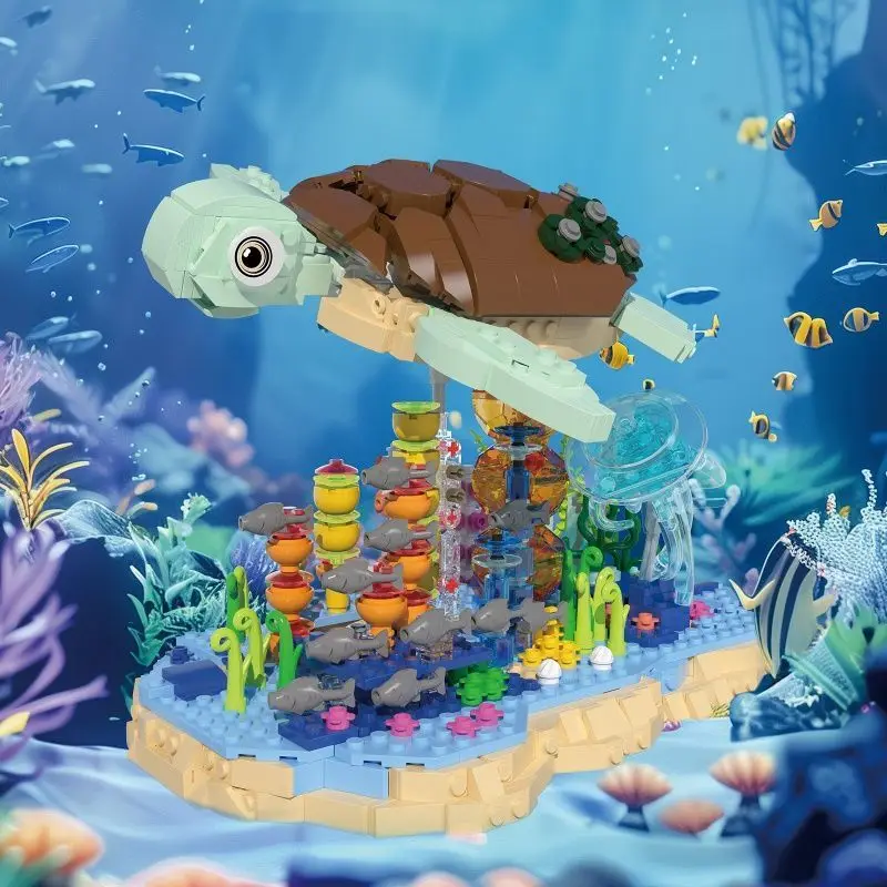 1091PCS Sea Turtle Underwater World Scene Building Blocks Animal Model