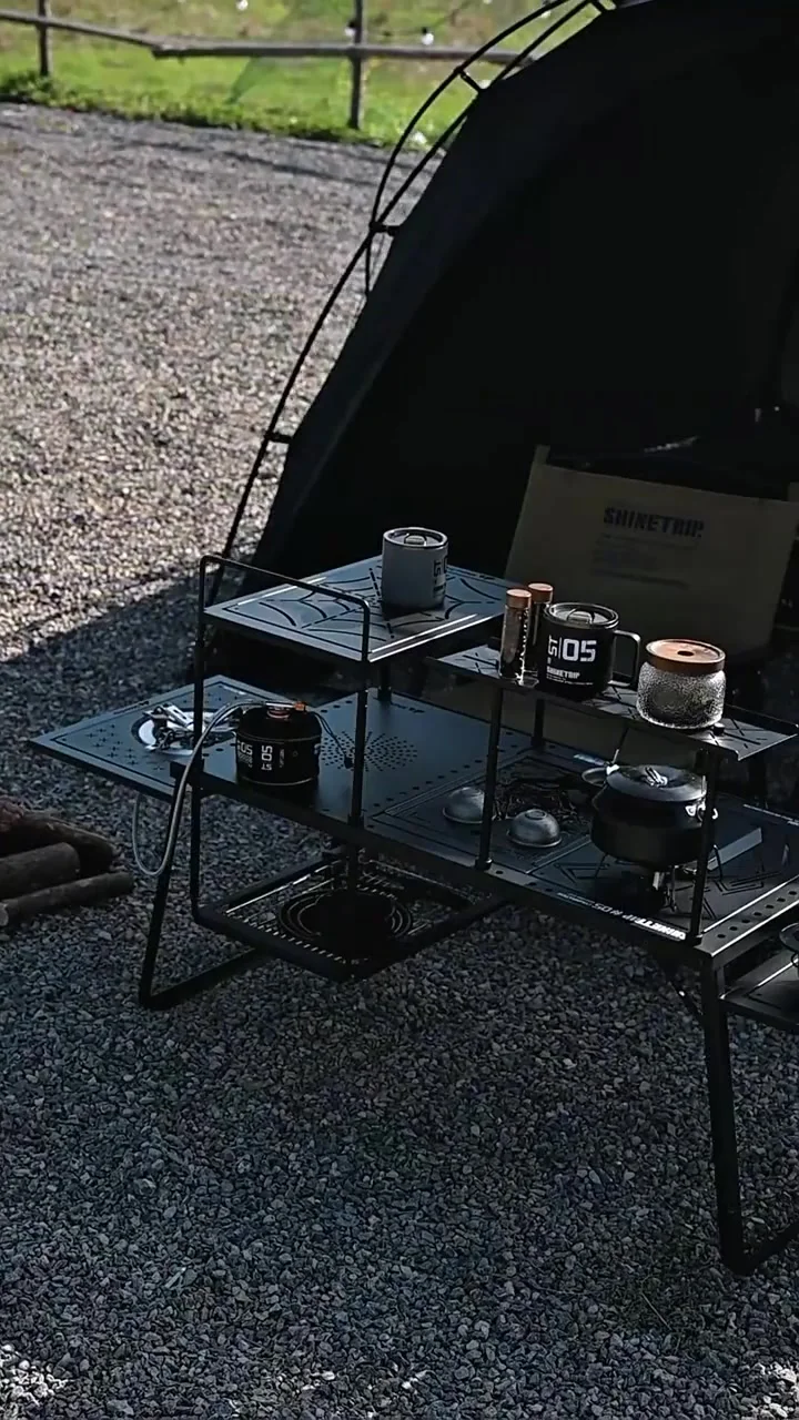 Shinetrip-アルミニウム製の折りたたみ式屋外キャンプテーブルセット