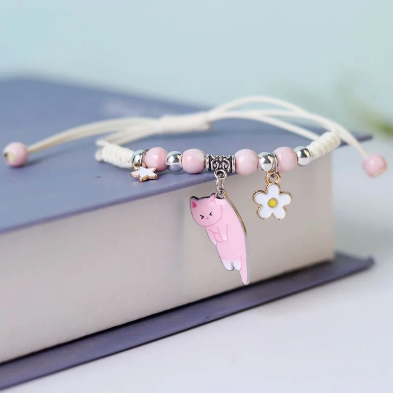 Bracelet Jewelry Cute Cartoon Animal Cat Rabbit Flower Bracelet for Girl Women Men Fashion Charm Student Friendship Bracelets