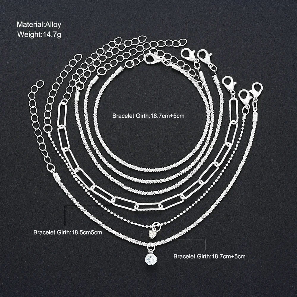 6 قطع 925 فضة حجر الراين أساور للنساء الفتيات الفا...