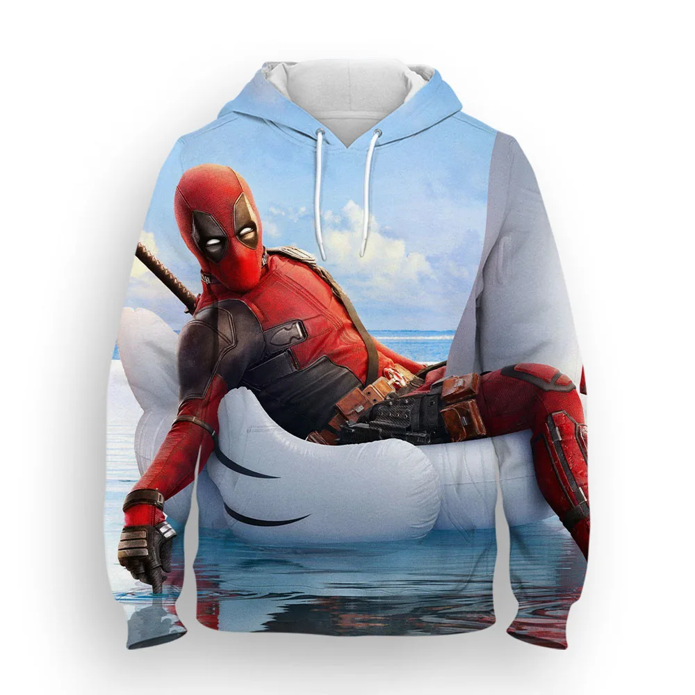thumbnail image 1 of Sudadera con capucha Miniso para hombre con estampado 3D de Deadpool, estilo hip hop callejero, para deportes al aire libre, ropa informal diaria para hombre, 1 of 4