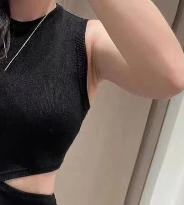 

Women's black hollow sexy dress slim fit sleeveless knitted elegant party dresses for women 2023