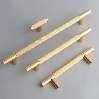 ยาว Knurled Handle ตู้ครัวประตูจับลิ้นชักดึงอลูมิเนียม T บาร์ห้องนอน Knobs ตู้เสื้อผ้าเฟอร์นิเจอร์ฮาร์ดแวร์ 1