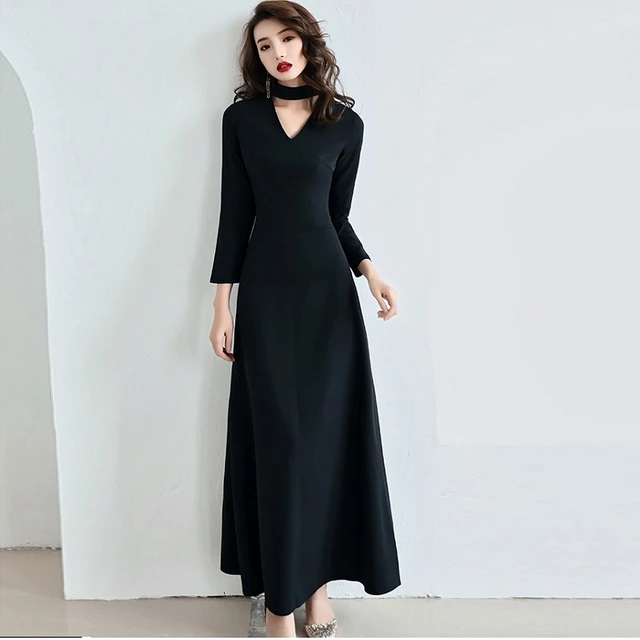 kpoplk Formal Dresses For Women Plus Size,Women Fall Winter Long Sleeve V  Neck Loose Plain Casual Long Maxi Dress with Pockets(Black,4XL) -  Walmart.com