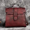 Vintage Women Genuine Leather Backpack Solid Pattern First Layer Cowhide Travel Bags Retro Real Cow Leather Double Shoulder Bag 3