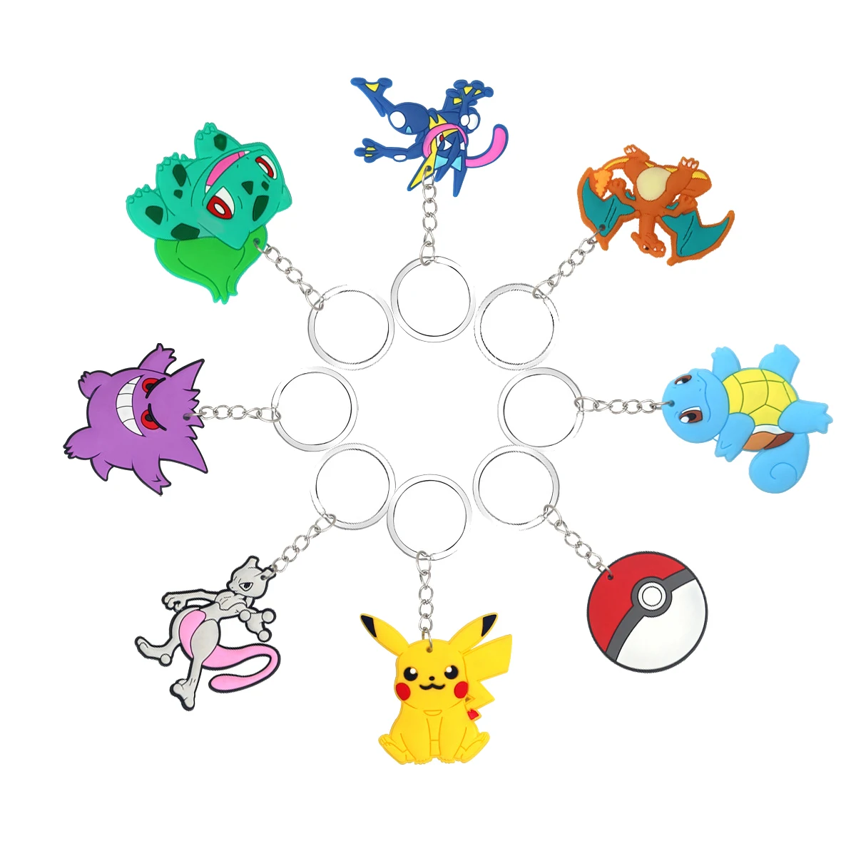 8/16 Pcs Pokemon PVC Keychain Anime Birthday Party Favors Gifts for Kids Figure Pikachu Gengar Party Supplies Goodie Bag Fillers