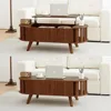 Wood Top Coffee Table with Hidden Storage,47.24" Oval Lift Table Top Curved Profile Design Low Tea Table for Living Room, Office 6