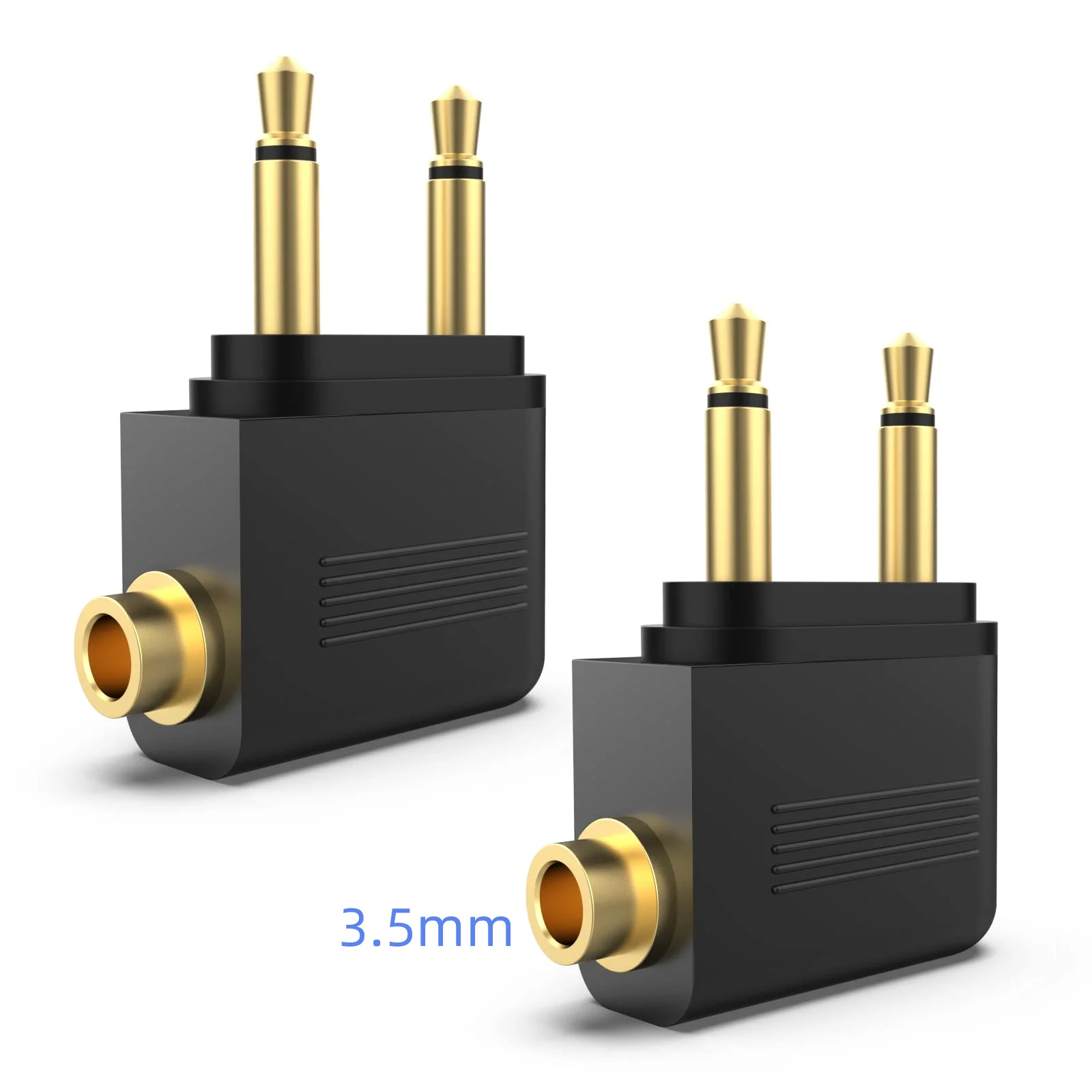 In-Flight Entertainment Headphone Adapter - Dual 3.5mm to Single 3.5mm Converter Plug