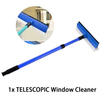 2 In 1 Telescopic Window Glass Cleaner Wiper Long Handle Sponge Brush Window Mop Squeegee Wiper Cleaning Tool 1