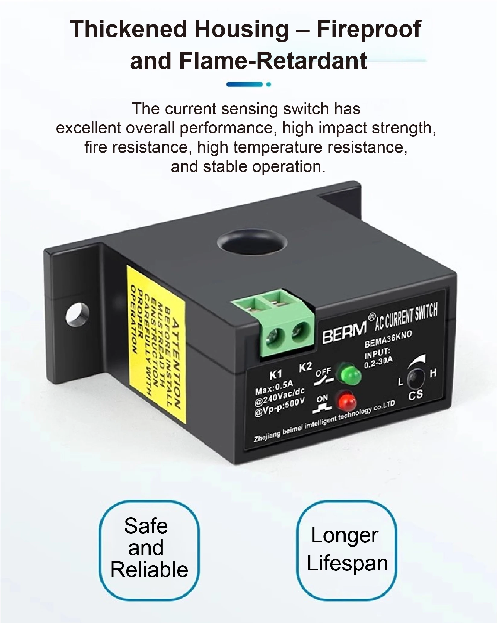 BEMA36K BEMG30 BEMA200 Self Powered AC Current Switch 0.2‑30A Adjustable Relay N