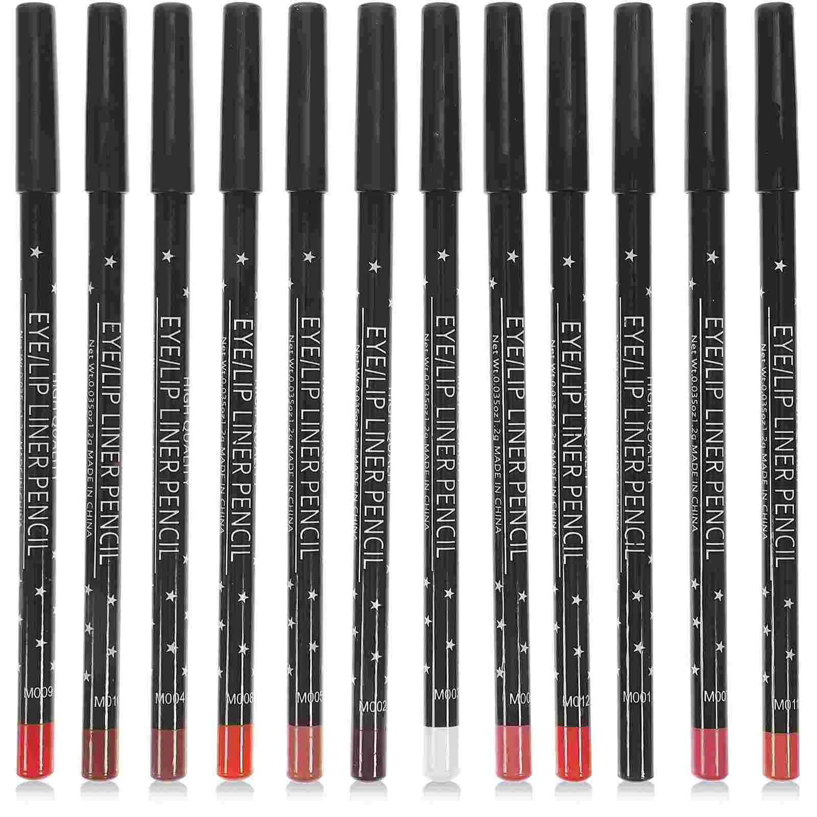 

12 Pcs Waterproof Lip Liner Pencil Black Eyeliner Eyebrow Matte Lipstick Bamboo Women