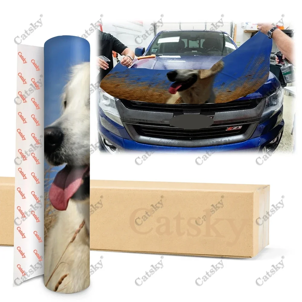 그레이트 피레네 자동차 후드 스티커 포장 비닐 필름 후드 데칼 스티커, 범용 페인팅 수정 보호 필름 데칼