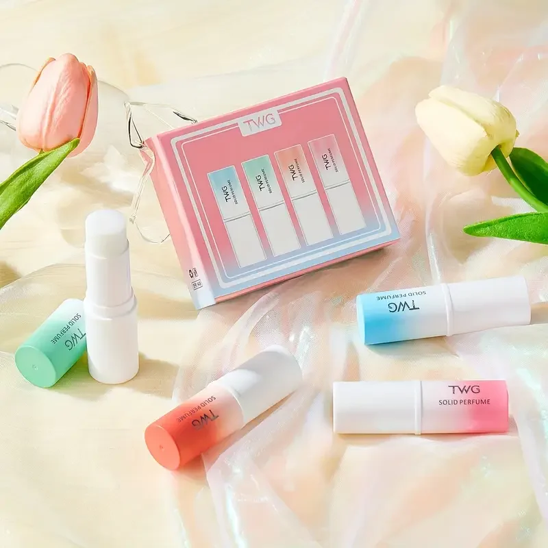 مجموعة هدايا عطر صلبة مكونة من 4 قطع، عطر خفيف يدو...