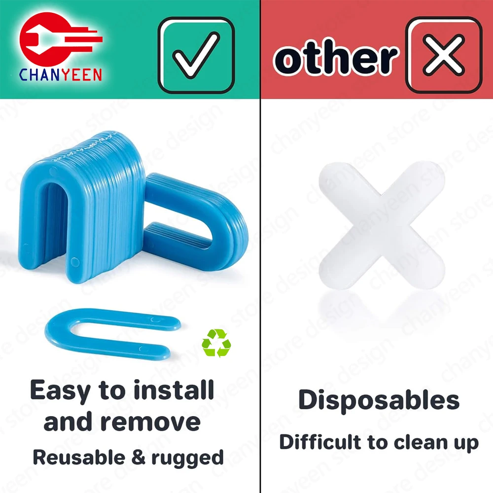 100Pcs U-Shape Reusable Tile Spacers Clips Wedge Ceramic Leveling System Floor Wall Tile Gap Fixing Construction Tools tile spacers tile leveling clips tile leveling tools