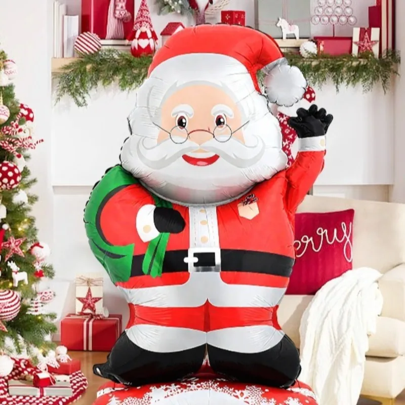 3D Standing Santa Claus Foil Balloon - Self-Standing Christmas Decoration for Xmas/New Year Parties, Family Holiday Home Decor