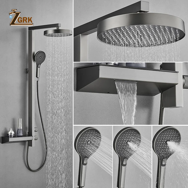 Bathroom Shower System, White Gold Bathroom Shower Mixer Set Rainfall Shower  Head Multifunction Brass Bathroom Shower Set Faucet - Shower System -  AliExpress