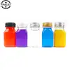 4Pcs 120ML Clear Drink Containers Plastic Reusable Empty Juice Bottles With Black Tamper Proof Lids Milk Split Beverage Bottle 5