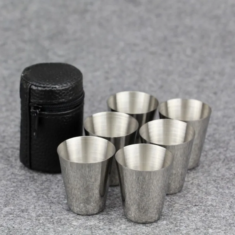 Stainless Steel Shot Glasses, 6pcs 70ml/2.5 oz Clear for Bar Restaurants Home - Silver