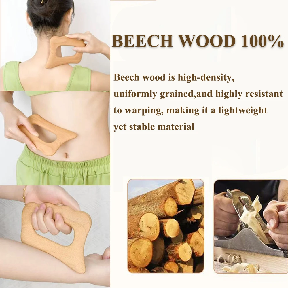 Body Sculptor Lymphatic Drainage Massager Scraping Tools Wood Gua Sha Massage to Help Face & Body Circulation Skin Care Tools