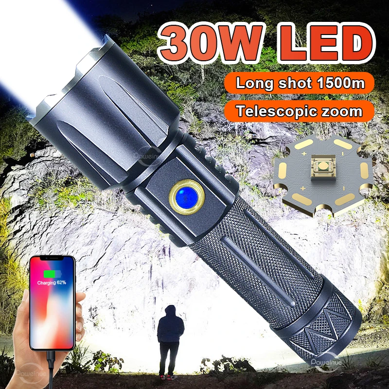 Tactica Linterna LED USB Recargable Linternas Alta Potencia de Mano con 5  Modos