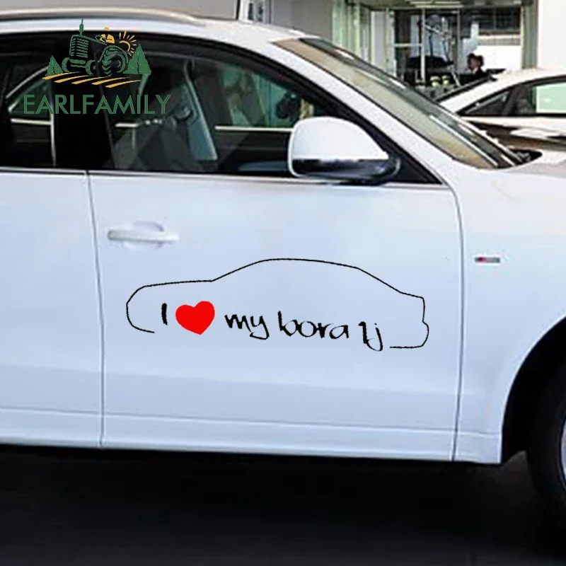

EARLFAMILY 2x Красивые Обтекаемые автомобильные линии с надписью «I Love My Bora», автомобильная наклейка, внедорожник, дверь, боковой каяк, Виниловая наклейка