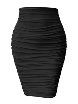Women's sexy wrap hip skirt pleats tight elastic skirt leisure holiday fashion pencil skirt 1
