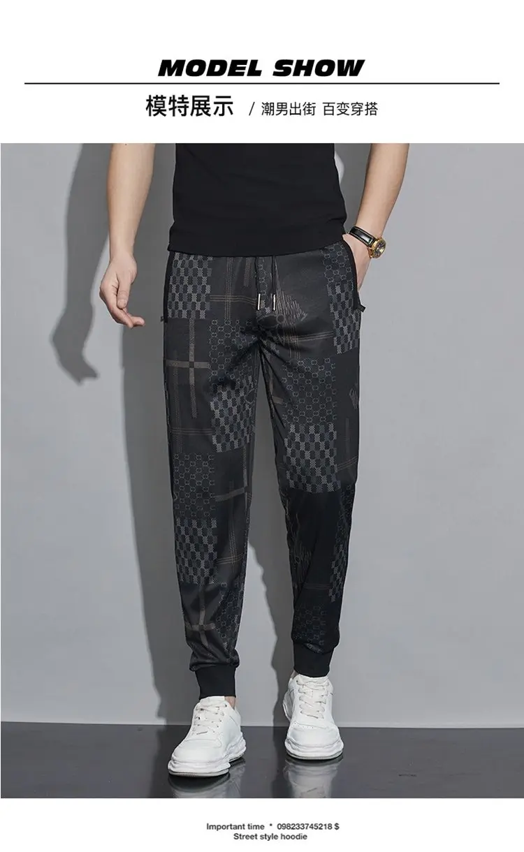 Description Picture 4 of itemLuxury Letter Print Men Joggers Gym Sports Fitness Sweatpants Fashion American Style Casual Pants Mid Waist Drawstring Trousers