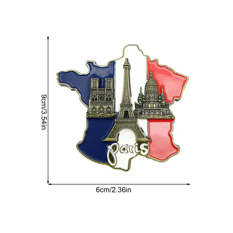 프랑스 지도 냉장고 스티커, 유럽 관광 기념품, 3D 금속 냉장고 자석 스티커, 파리 기념품, 집 거실 장식