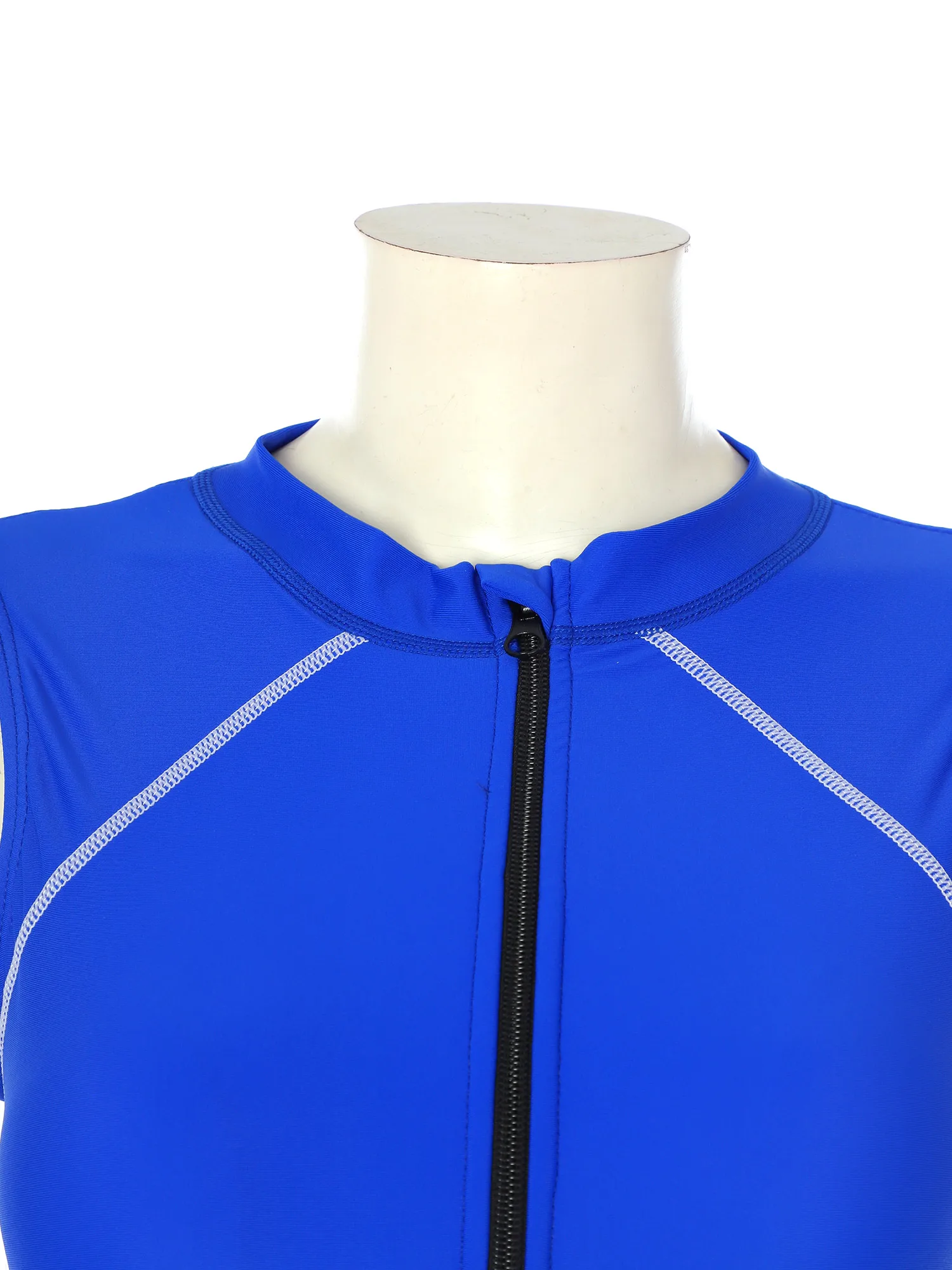 Frauen einteiliger sportlicher Badeanzug bis 50 Rash Guard ärmelloser Reiß verschluss Bodysuit Bade bekleidung Badeanzug Surfen Beach wear Neopren anzug – Detail 8