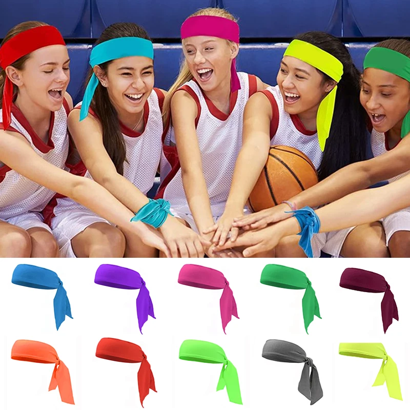 

Women Men Unisex Tennis Pirate Headband Quick-Drying Absorbing Sweat Hairband Lace-up Elastic Hair Band Sports Turban Headwrap