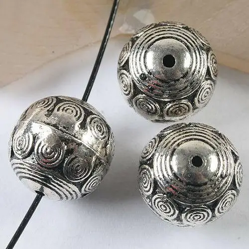 

4pcs 18mm dark silver tone round spacer beads h3570