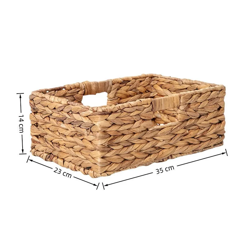 Handmade Calabash Grass Woven Storage Basket Decorative Organizer for Toys Cosmetics Sundries Snacks Lightweight Wicker
