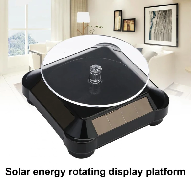360 Degrees Dual Use Solar Rotating Display Stand Stable Automatic Turntable For Showcase Collection Shelf Rotating Display